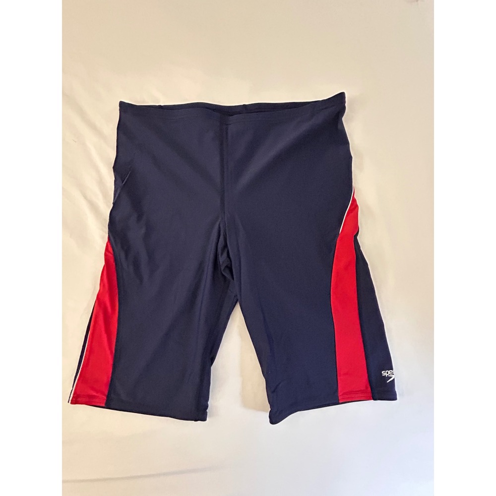 Speedo PowerFLEX Eco Jammer Swim Shorts Navy Red Mens 38 Swim Trunks